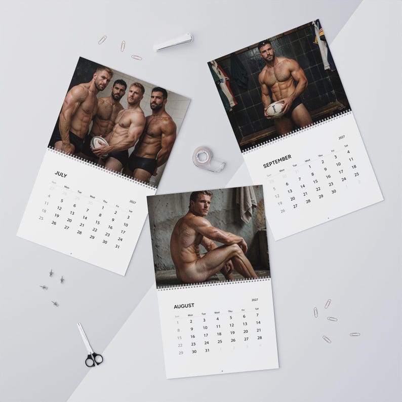 Kalender 2027 för rugbymän | Gay rugbykalender 2027 | Muskulösa manliga idrottare | Väggkalender för omklädningsrummet | Gåva för sportkillar bild 13