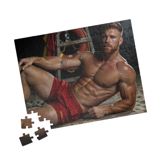 Puzzle de plage « Maître-nageur roux et musclé » — 3