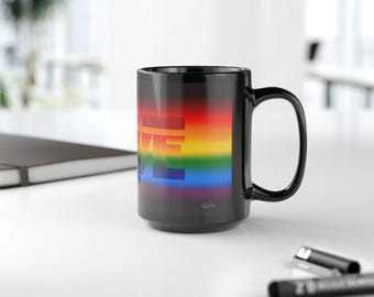 Mug Gay Pride Rainbow Love Figure | Gift for Him | Boyfriend Gift | Rainbow Pride Coffee Mug | Athletic Male Desk Cup | LGBTQ Love Mug