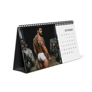 2027 Desk Calendar Tattooed Men | Inked Muscle Guys 2027 | Gay Male Calendar | Sensual Body Art Gift | Bearded Muscle Men image 2