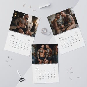 2027 Calendar Inked Men | Tattooed Guys Wall Calendar | Gay Hunks Calendar 2027 | Muscle Man Gift Idea | Sensual Gift for Him image 5