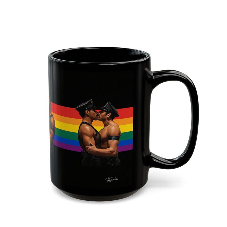 Taza de cuero gay | Regalo para parejas de hombres de cuero | Regalo arcoíris del orgullo | Regalo para novio | Regalo para papi de cuero | Idea de regalo gay imagen 11