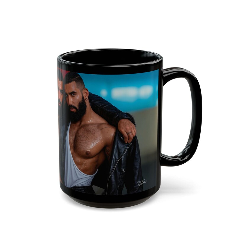 Taza del Orgullo Gay | Pareja de hombres barbudos | Regalo para él | Regalo para novio | Amantes de la bandera arcoíris | Pareja con chaqueta de cuero | Regalo del Orgullo para el esposo imagen 13