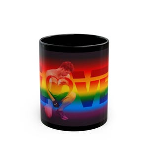Mug Gay Pride Rainbow Love Figure | Gift for Him | Boyfriend Gift | Rainbow Pride Coffee Mug | Athletic Male Desk Cup | LGBTQ Love Mug image 2