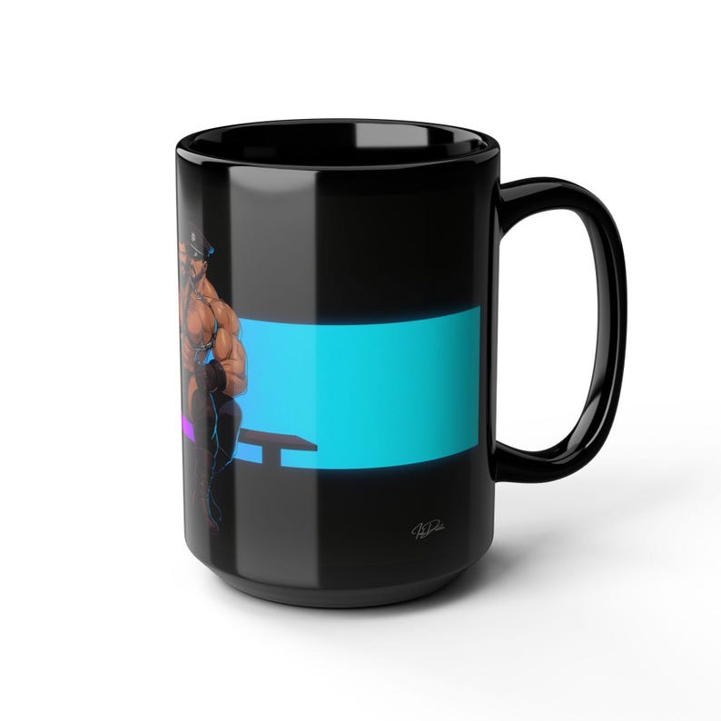 Leather Daddy Mug | Gay Leather Muscle Men | Ceramic Mug Gift | Gift for Him | Boyfriend Gift | Husband Gift | Leather Cop Couple image 14