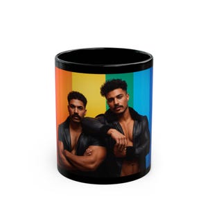 Gay Pride Mug | Leather Jacket Couple | Gift for Him | Boyfriend Gift | Rainbow Flag Mug | Gay Couple Gift | Pride Coffee Mug image 1