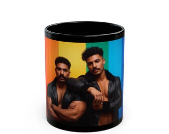 Gay Pride Mug | Leather Jacket Couple | Gift for Him | Boyfriend Gift | Rainbow Flag Mug | Gay Couple Gift | Pride Coffee Mug