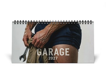 Calendario de escritorio 2027 | Mecánicos de garaje | Forma sensual masculina | Regalo para trabajadores apuestos | Calendario para hombres | Calendario gay 2027