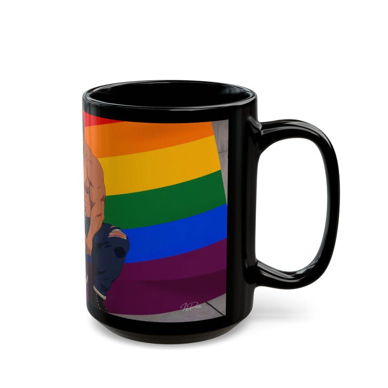 Gay Pride Mug | Muscular Bearded Couple | Rainbow Pride Flag | Gift for Him | Boyfriend Gift | LGBTQ Coffee Mug | Gay Office Mug image 10