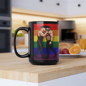Gay Leather Men Mug | Leather Pride Gift for Him | Boyfriend Gift | Rainbow Couple Mug | Gift for Him | Masculine Desk Mug image 16