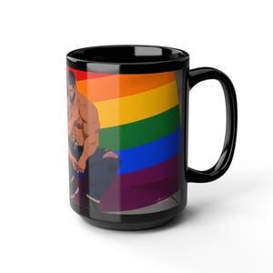 Gay Pride Mug | Muscular Bearded Couple | Rainbow Pride Flag | Gift for Him | Boyfriend Gift | LGBTQ Coffee Mug | Gay Office Mug image 14