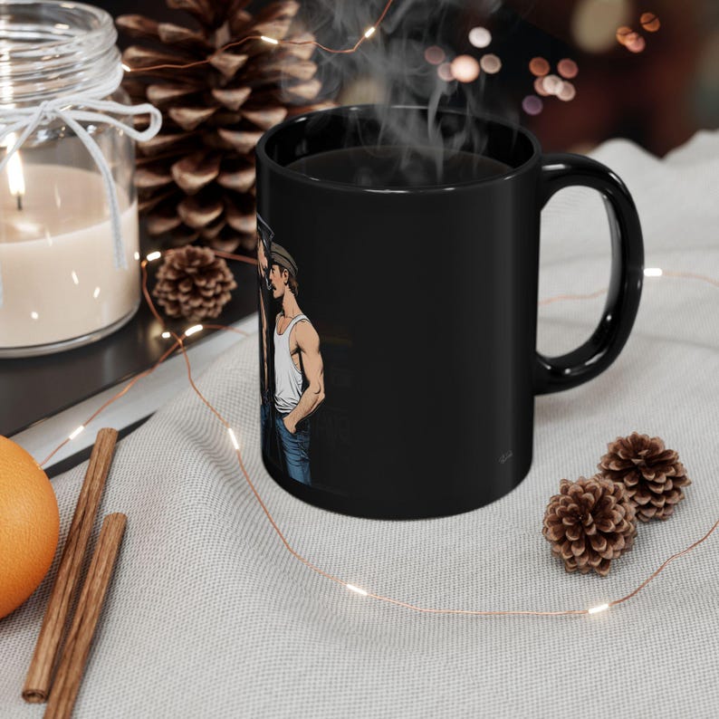 Gay Leather Couple Mug | Pride Men Gift for Him | Boyfriend Gift | Gay Couple Coffee Mug | Leather Cap Men Gift | Romantic Gay Gift image 6