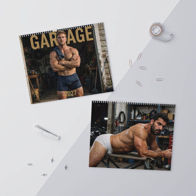 Kalender 2027: Werkstatt für Kfz-Mechaniker | Gay-Wandkalender 2027 | Werkstatt für muskulöse Männer | Geschenk für attraktive Mechaniker | Kalender mit Männerfiguren Bild 10