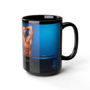 Mug | gay couple leather | pride heart tank | muscular men gift | boyfriend gift | gift for him desk image 14
