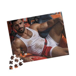 Jigsaw | Sexy Muscular Lifeguard Jigsaw | Handsome Wet Beach Rescue Hunk | Ideal Couple Evening Gift | 110 or 252 Piece Set image 7