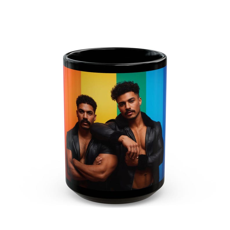 Gay Pride Mug | Leather Jacket Couple | Gift for Him | Boyfriend Gift | Rainbow Flag Mug | Gay Couple Gift | Pride Coffee Mug image 9