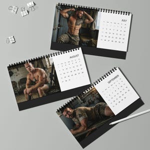 2027 Calendar | Marines Desk Calendar | Gay Military Calendar 2027 | Handsome Marine Men Gift | Masculine Desk Calendar Gift image 6