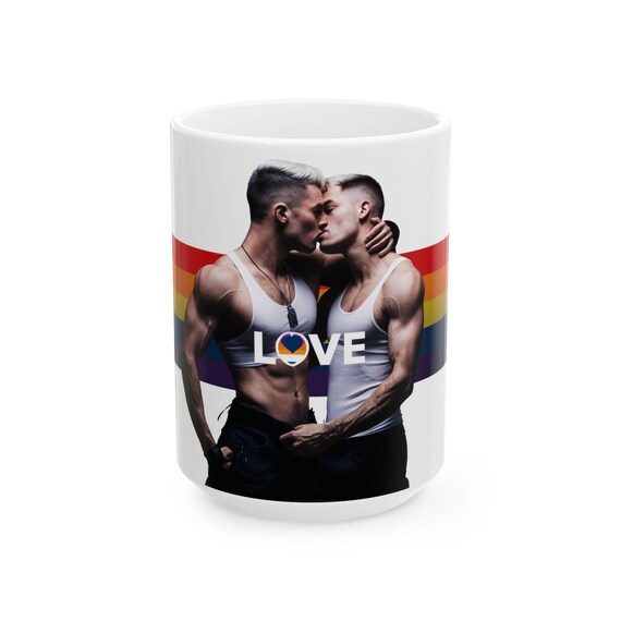 Gay Couple Kiss Mug — 2