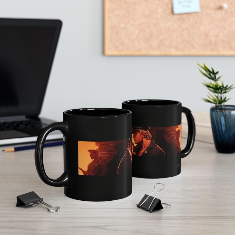 Leather Men Mug | Gay Leather Couple Art | Leather Uniform Gift for Him | Boyfriend Gift | Gay Gift Idea | Masculine Coffee Mug image 7