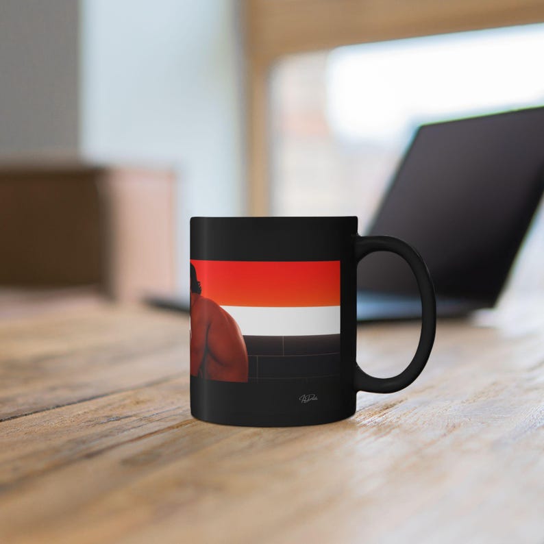 Leather Fetish Mug | Gay Leather Couple | Gift for Him | Boyfriend Gift | Muscle Men Art | Queer Gift Idea | Male Intimacy Mug image 8