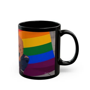 Gay Pride Mug | Muscular Bearded Couple | Rainbow Pride Flag | Gift for Him | Boyfriend Gift | LGBTQ Coffee Mug | Gay Office Mug image 2