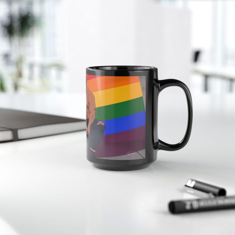 Gay Pride Mug | Muscular Bearded Couple | Rainbow Pride Flag | Gift for Him | Boyfriend Gift | LGBTQ Coffee Mug | Gay Office Mug image 17