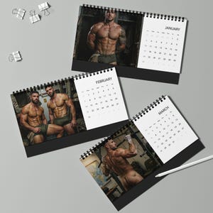 2027 Calendar | Marines Desk Calendar | Gay Military Calendar 2027 | Handsome Marine Men Gift | Masculine Desk Calendar Gift image 4