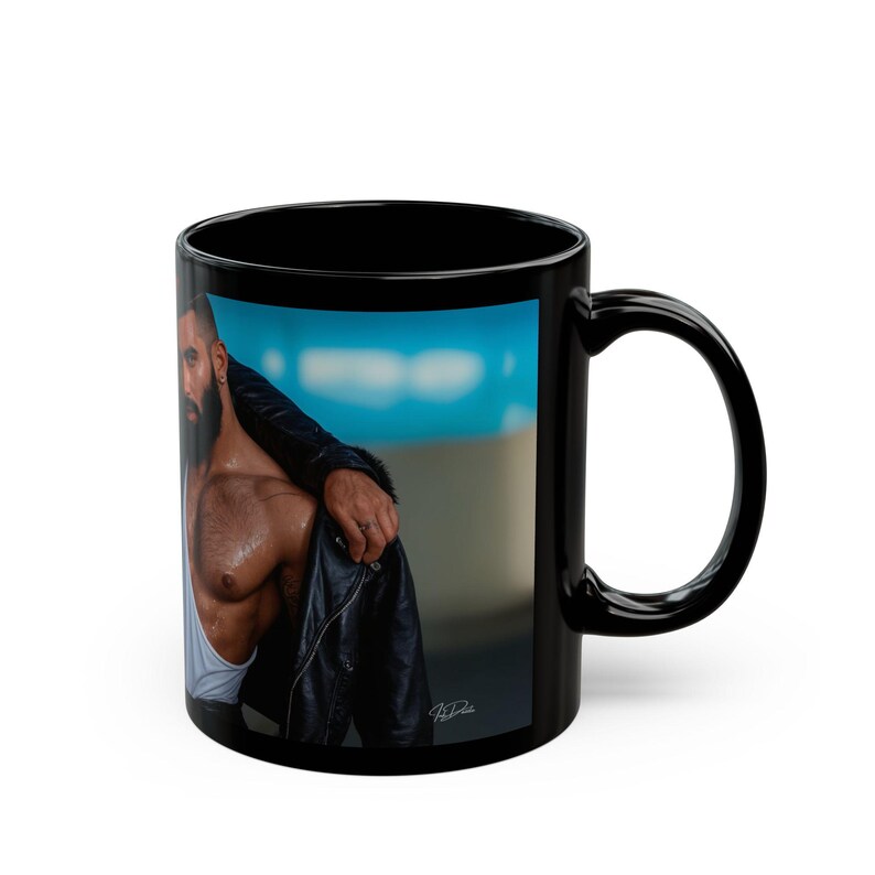 Taza del Orgullo Gay | Pareja de hombres barbudos | Regalo para él | Regalo para novio | Amantes de la bandera arcoíris | Pareja con chaqueta de cuero | Regalo del Orgullo para el esposo imagen 2