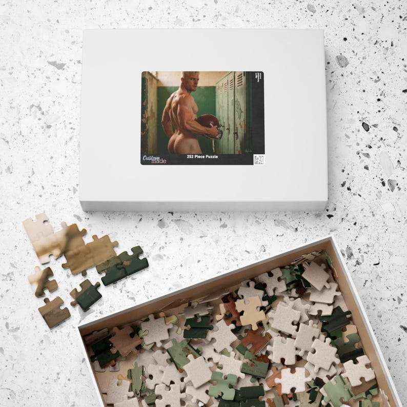 Sensual Football Player Puzzle | Locker Room Jigsaw Scene | Romantic Gift for Couples | Gay Gift for Him | 110 or 252 Coins image 8