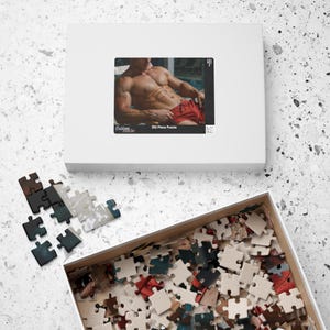 Puzzle | Handsome Muscular Athlete Covered in Droplets Red Swim Shorts Pool | Jigsaw Gift for Couples | 252 Piece Adult Puzzle image 8
