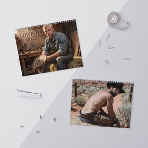 2027 Calendar Cowboys | Gay Cowboy Wall Calendar 2027 | Western Muscle Men Calendar 2027 | Rugged Desert Cowboy Gift for Him image 3