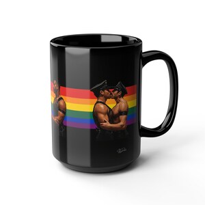 Taza de cuero gay | Regalo para parejas de hombres de cuero | Regalo arcoíris del orgullo | Regalo para novio | Regalo para papi de cuero | Idea de regalo gay imagen 1