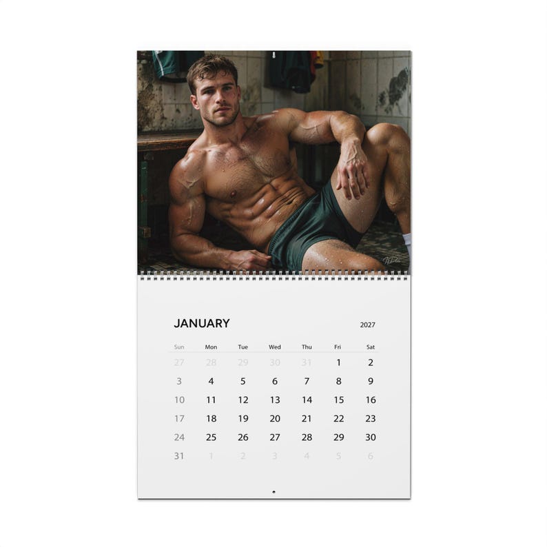 Kalender 2027 för rugbymän | Gay rugbykalender 2027 | Muskulösa manliga idrottare | Väggkalender för omklädningsrummet | Gåva för sportkillar bild 8