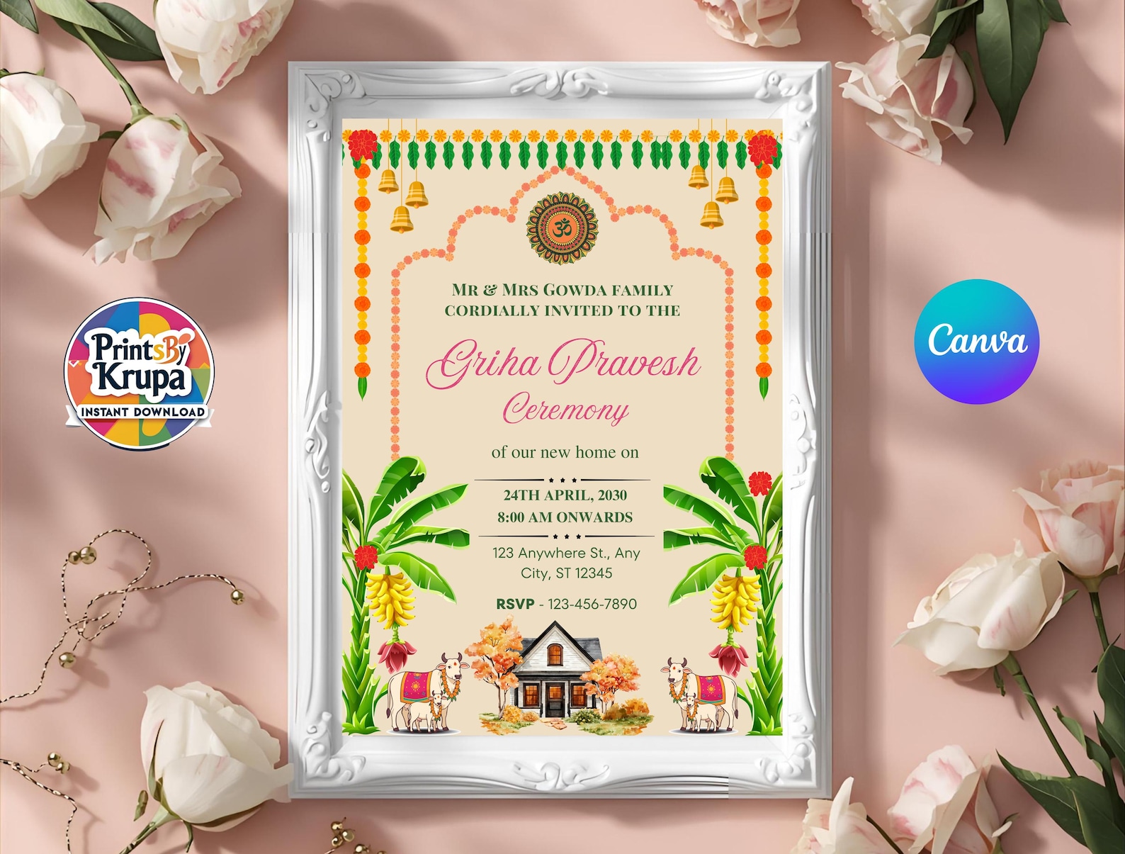 Traditional Griha Pravesh Invitation | Indian Housewarming Invite ...