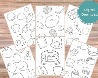 Kawaii coloring pages, Kawaii food coloring pages, coloring pages for kids, 12 page Kawaii food coloring pages