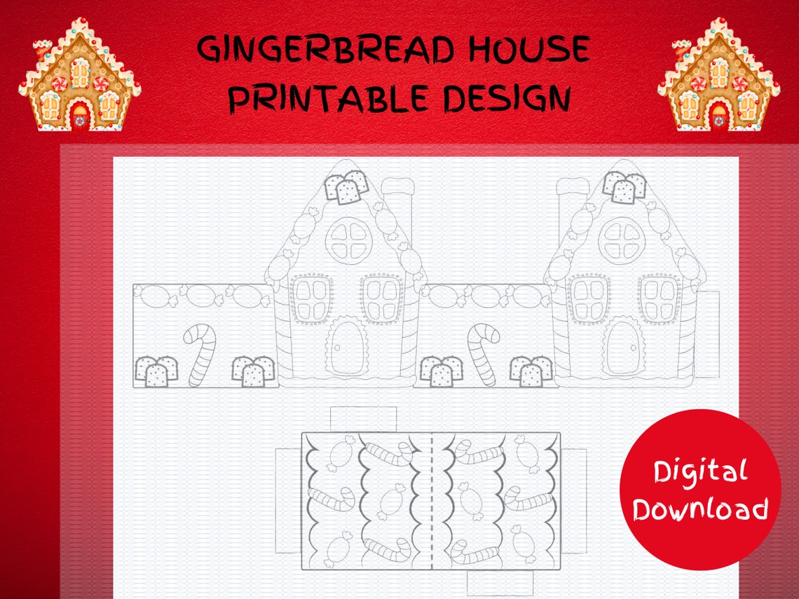 Gingerbread House Print Out Christmas House Color and Cut House