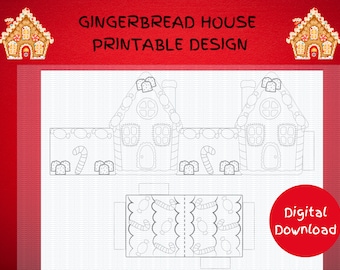 Gingerbread house print out, Christmas house color and cut, house template, gingerbread house template, paper house activity