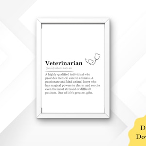 Téléchargement vétérinaire, Cadeau de définition vétérinaire, Décor mural vétérinaire, Art mural vétérinaire imprimable, Cadeau vétérinaire, Impression vétérinaire étudiant,