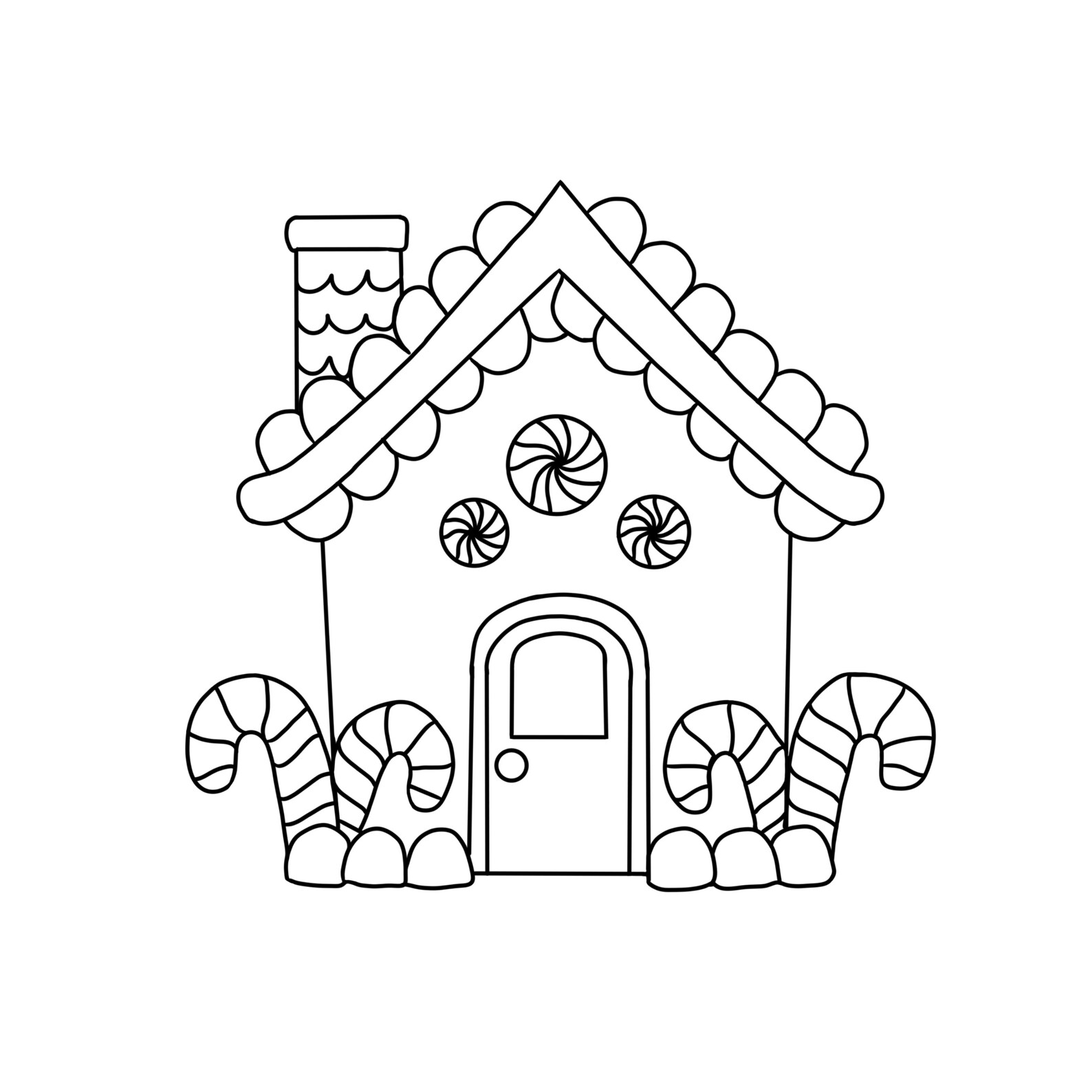 Gingerbread House Coloring Page, Digital Download, Cute Coloring Page