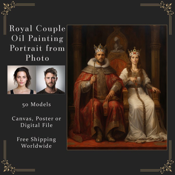 Custom Royal Portrait Oil Painting from Photo, Renaissance Portrait, Historical Portrait, Royal Portrait Painting, Anniversary Gift Idea L6