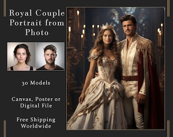 Custom Royal Portrait Couples Anniversary Gift, Unique Gift for Couples Christmas Gift, Custom Portrait Royal, Birthday Gift for Her L1