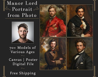 Custom Historical Portrait Painting Gift for Him, Custom Portrait Canvas Gift, Historic Portrait, Regal Portrait Gift for History Lovers L6