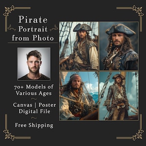 Custom Portrait for Him, Pirate Portrait Gift, Fantasy Portrait, Portrait from Picture, Unique Gift for Men, Personalized Gift Portrait L33
