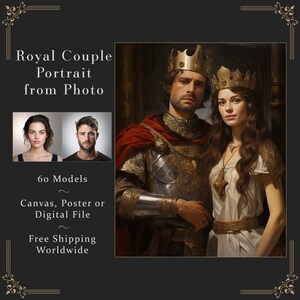 Custom Royal Portrait Couples Anniversary Gift, Unique Gift for Couples Christmas Gift, Custom Portrait Royal, Birthday Gift for Her L9