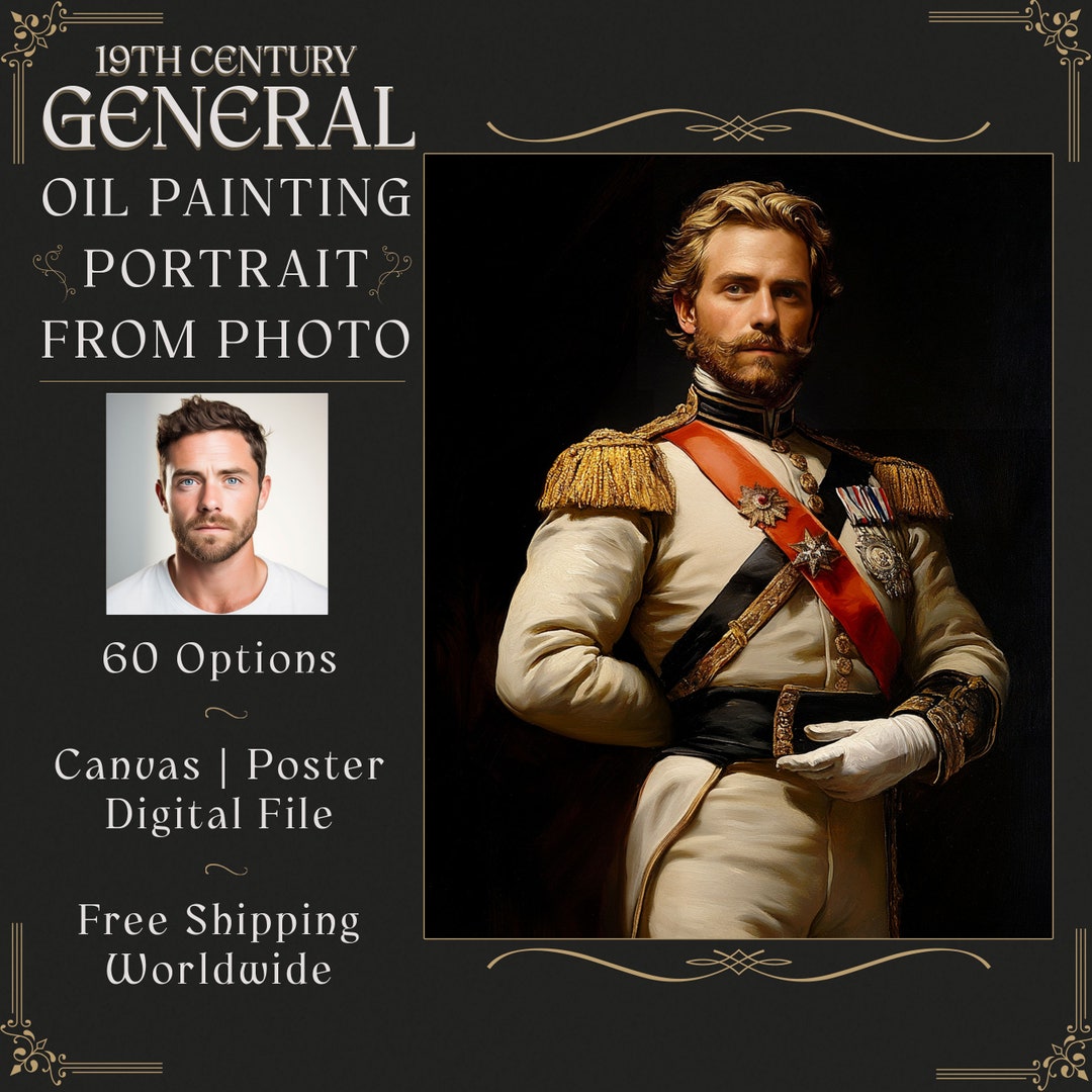Custom Military Portrait Oil Painting From Photo, Victorian Portrait ...