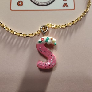 Collar de Letra S / Estilo Candy de porcelana hecho a mano。