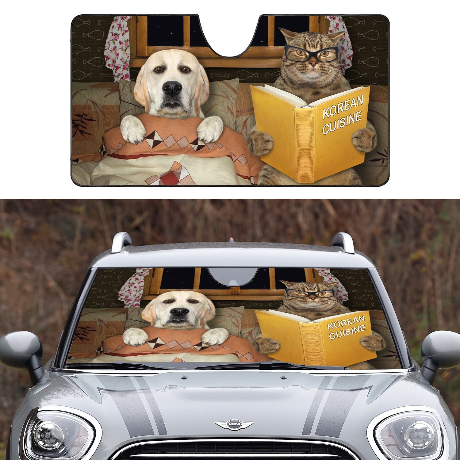 Katze/Hund Fahren Auto Windschutzscheibe Sonnenschutz Wütende Familie Auto  Sonnenblenden Frontscheibe