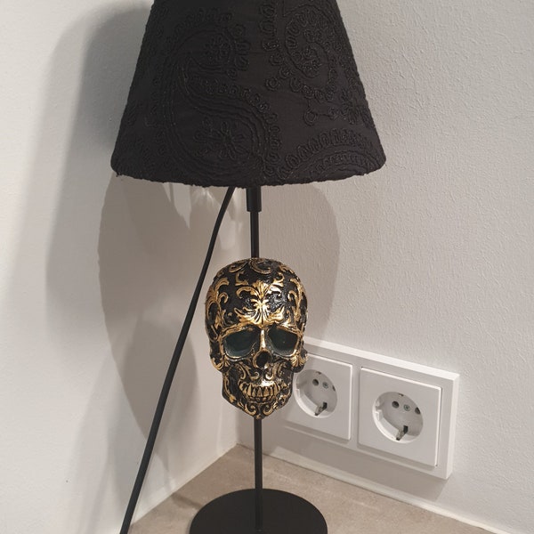 Barock Nachttisch Totenkopf Lampe