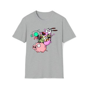 Camiseta Gir do Invader Zim e Courage the Cowardly Dog on Pig por Tavo