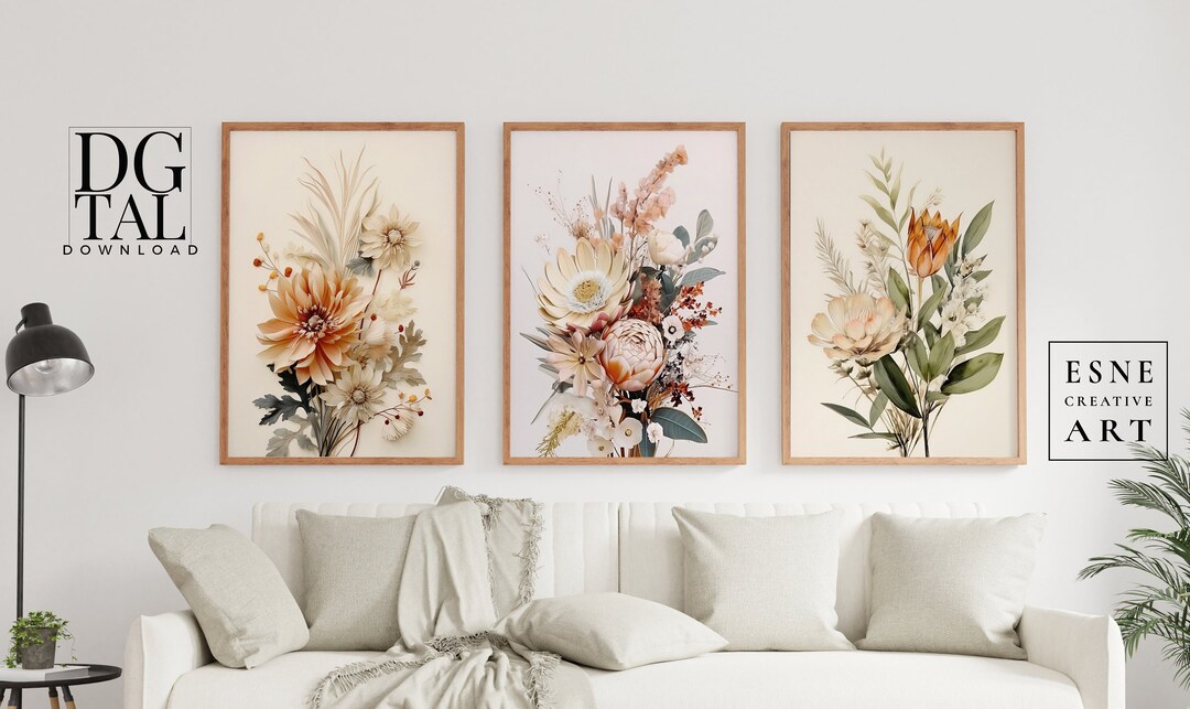 Floral Wall Art Set of 3 Watercolor Floral Prints - Etsy